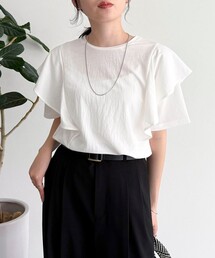 ラッフルショルダー半袖Tシャツ