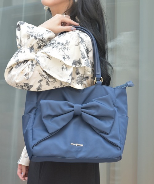 axes femme（アクシーズファム）の「リボン付撥水ナイロントート（トートバッグ・レディース・ワイン/ブラック/ネイビー・FREE）」の7枚目の写真