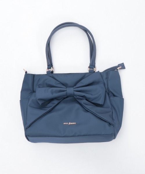 axes femme（アクシーズファム）の「リボン付撥水ナイロントート（トートバッグ・レディース・ワイン/ブラック/ネイビー・FREE）」の8枚目の写真