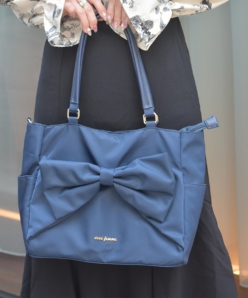 axes femme（アクシーズファム）の「リボン付撥水ナイロントート（トートバッグ・レディース・ワイン/ブラック/ネイビー・FREE）」の12枚目の写真