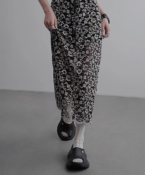 cygne フラワーペンシルスカート　chevy レース　スカート　新品 WEB限定】【Shiina Yamamotoコラボ】フラワーコットンレース スカート