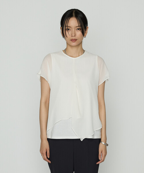 COMME CA（コムサ）の「リライムジョーゼット ブラウス（シャツ/ブラウス・レディース・ブラック/オフホワイト/グレイッシュベージュ・9号/11号）」の11枚目の写真