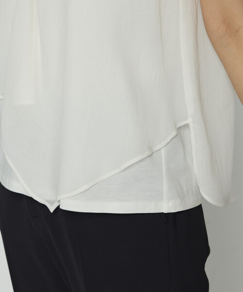 COMME CA（コムサ）の「リライムジョーゼット ブラウス（シャツ/ブラウス・レディース・ブラック/オフホワイト/グレイッシュベージュ・9号/11号）」の8枚目の写真