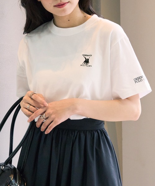 GREENWICH POLO CLUB(グリニッジポロクラブ)の「【GREENWICH POLO CLUB】別注 ワンポイント刺繍 クルーネック 半袖 Tシャツ(Tシャツ/カットソー・メンズ・ホワイト/ホワイト系1/ブラック・S/M/L)」の15枚目の写真