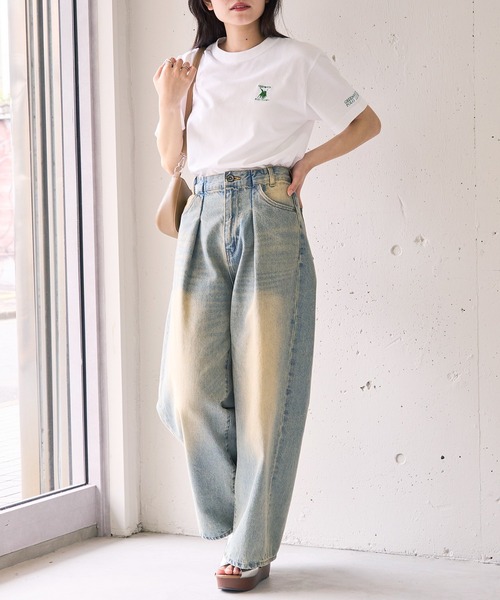GREENWICH POLO CLUB(グリニッジポロクラブ)の「【GREENWICH POLO CLUB】別注 ワンポイント刺繍 クルーネック 半袖 Tシャツ(Tシャツ/カットソー・メンズ・ホワイト/ホワイト系1/ブラック・S/M/L)」の4枚目の写真