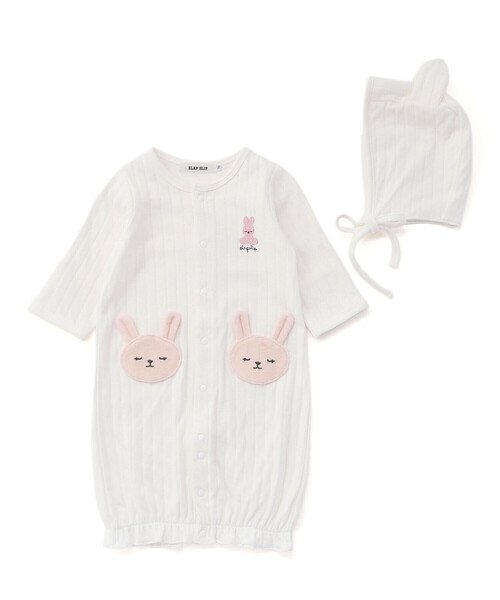 SLAP SLIP BABY(スラップスリップベビー)の「アニマルウサギクマ恐竜2WAYロンパース+帽子2点セットベビー(50~70cm)(その他ベビーウェア・キッズ・グリーン/ホワイト/イエロー・FREE)」の18枚目の写真
