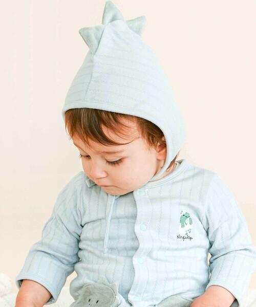 SLAP SLIP BABY(スラップスリップベビー)の「アニマルウサギクマ恐竜2WAYロンパース+帽子2点セットベビー(50~70cm)(その他ベビーウェア・キッズ・グリーン/ホワイト/イエロー・FREE)」の16枚目の写真