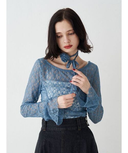 jouetie(ジュエティ)の「レースギャザートップス(Tシャツ/カットソー・レディース・アイボリー/ブラック/ボルドー/ブルー・MEDIUM)」の15枚目の写真