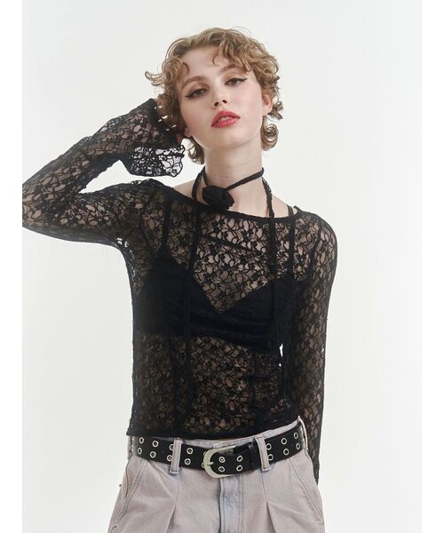 jouetie(ジュエティ)の「レースギャザートップス(Tシャツ/カットソー・レディース・アイボリー/ブラック/ボルドー/ブルー・MEDIUM)」の16枚目の写真