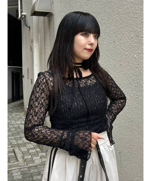 レースギャザートップス（Tシャツ/カットソー）｜jouetie（ジュエティ