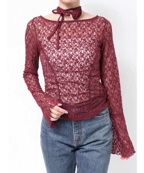 jouetie(ジュエティ)の「レースギャザートップス(Tシャツ/カットソー・レディース・アイボリー/ブラック/ボルドー/ブルー・MEDIUM)」の13枚目の写真