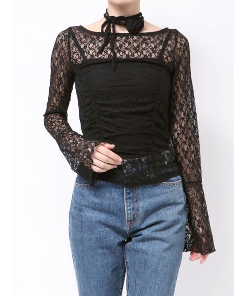 jouetie(ジュエティ)の「レースギャザートップス(Tシャツ/カットソー・レディース・アイボリー/ブラック/ボルドー/ブルー・MEDIUM)」の14枚目の写真