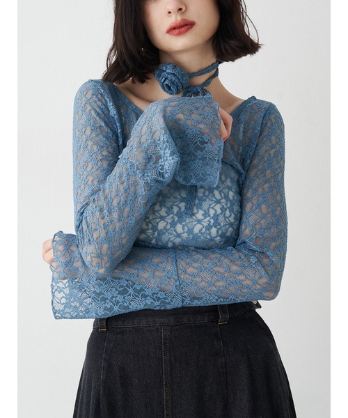 レースギャザートップス（Tシャツ/カットソー）｜jouetie（ジュエティ