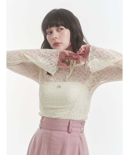 jouetie(ジュエティ)の「レースギャザートップス(Tシャツ/カットソー・レディース・アイボリー/ブラック/ボルドー/ブルー・MEDIUM)」の7枚目の写真