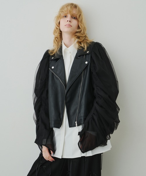 新品　【J1U BY LA BELLE ETUDE】ハイスリーブレザージャケット J1U by LA BELLE ETUDE】ハイスリーブレザージャケット – LA