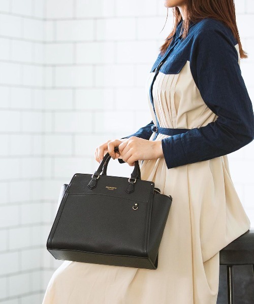 & chouette（アンドシュエット）の「《推し事バッグ》クリアポケット付きスクエアトートバッグ（ハンドバッグ・レディース・オフホワイト/ブラック・FREE）」の12枚目の写真