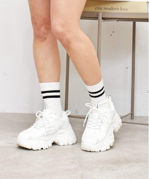FUN（ファン）の「アツゾコダッドスニーカー（スニーカー・レディース・ブラック/オフホワイト/ベージュ・S/M/L/XL）」の2枚目の写真