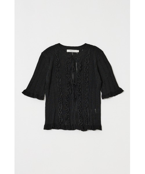 MOUSSY（マウジー）の「【EC・一部店舗限定】FRILL STRIPED カーディガン（カーディガン/ボレロ・レディース・ブラック/ライトピンク/グレー・FREE）」の4枚目の写真