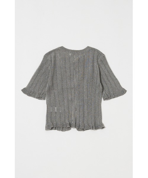 MOUSSY（マウジー）の「【EC・一部店舗限定】FRILL STRIPED カーディガン（カーディガン/ボレロ・レディース・ブラック/ライトピンク/グレー・FREE）」の6枚目の写真