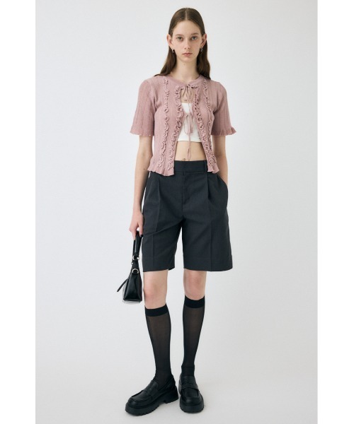 MOUSSY（マウジー）の「【EC・一部店舗限定】FRILL STRIPED カーディガン（カーディガン/ボレロ・レディース・ブラック/ライトピンク/グレー・FREE）」の8枚目の写真