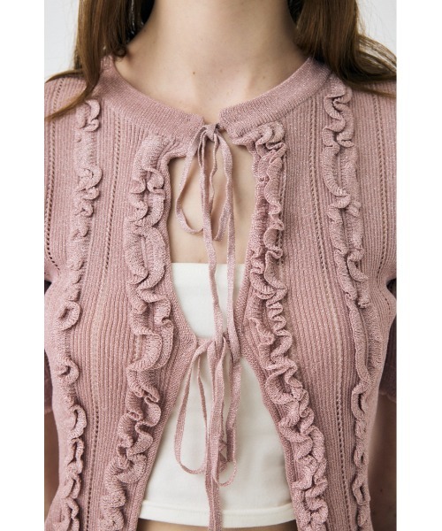 MOUSSY（マウジー）の「【EC・一部店舗限定】FRILL STRIPED カーディガン（カーディガン/ボレロ・レディース・ブラック/ライトピンク/グレー・FREE）」の13枚目の写真