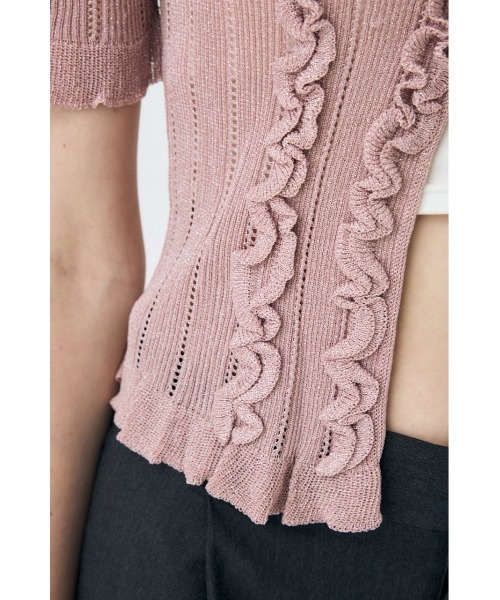 MOUSSY（マウジー）の「【EC・一部店舗限定】FRILL STRIPED カーディガン（カーディガン/ボレロ・レディース・ブラック/ライトピンク/グレー・FREE）」の15枚目の写真