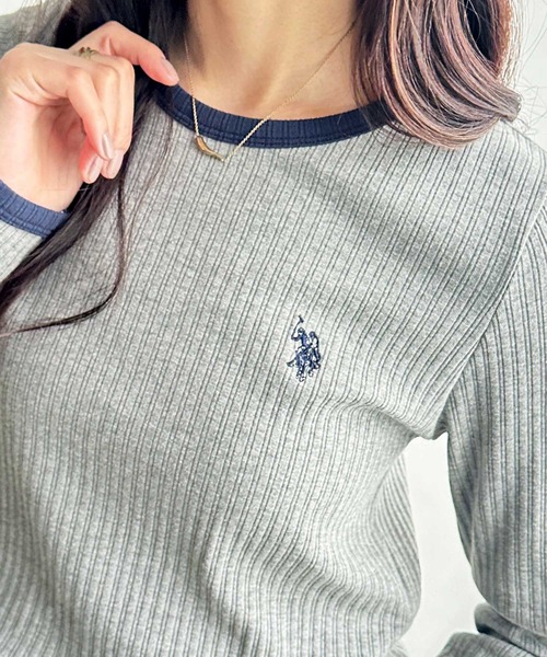 U.S. POLO ASSN.（ユーエスポロアッスン）の「GeeRA別注【U.S. POLO ASSN.】配色デザインリンガーリブロンT（Tシャツ/カットソー・レディース・オフホワイト/グレー/ブラック・MEDIUM/LARGE/X-LARGE）」の7枚目の写真