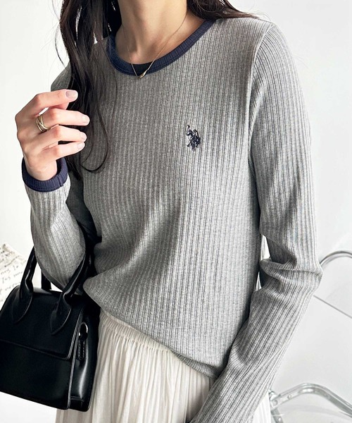 U.S. POLO ASSN.（ユーエスポロアッスン）の「GeeRA別注【U.S. POLO ASSN.】配色デザインリンガーリブロンT（Tシャツ/カットソー・レディース・オフホワイト/グレー/ブラック・MEDIUM/LARGE/X-LARGE）」の20枚目の写真