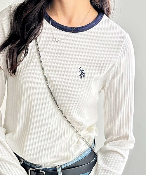 U.S. POLO ASSN.（ユーエスポロアッスン）の「GeeRA別注【U.S. POLO ASSN.】配色デザインリンガーリブロンT（Tシャツ/カットソー・レディース・オフホワイト/グレー/ブラック・MEDIUM/LARGE/X-LARGE）」の22枚目の写真