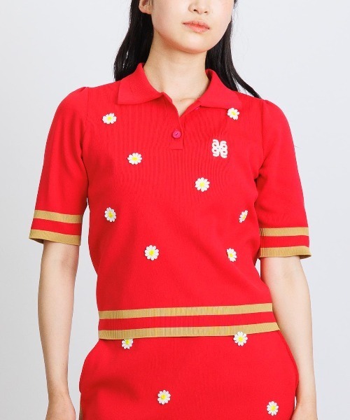 archivio(アルチビオ)の「<LADIES>マーガレットニットポロシャツ(ニット/セーター・レディース・レッド/ネイビー/ベージュ・M/S)」の3枚目の写真
