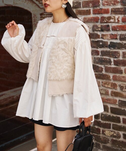 etsinta（エシンタ）の「etsintaリメイクファーベスト（ベスト・レディース・ブラック/ブラウン/オフホワイト・ONE SIZE）」の5枚目の写真