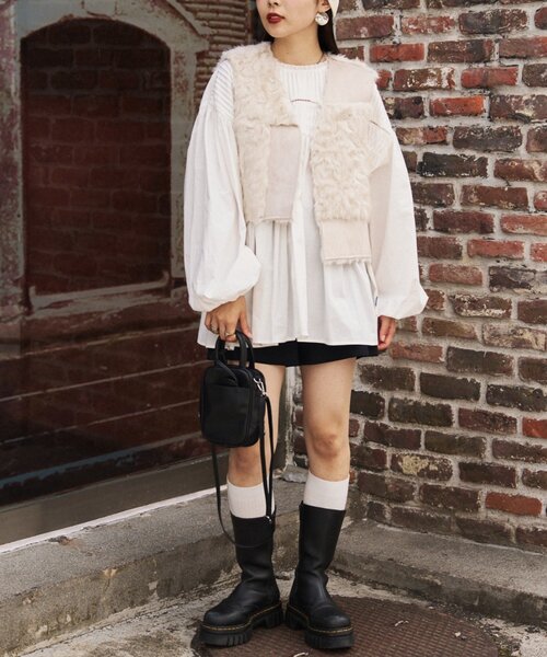 etsinta（エシンタ）の「etsintaリメイクファーベスト（ベスト・レディース・ブラック/ブラウン/オフホワイト・ONE SIZE）」の8枚目の写真