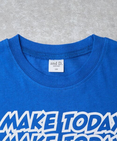 and D. petit main(アンドディープティマイン)の「【綿100%】メッセージ5行ロゴ半袖Tシャツ(Tシャツ/カットソー・キッズ・オートミール/オレンジ/グリーン/ブルー/ブラック・90cm/100cm/110cm/140cm/120cm/130cm/150cm)」の6枚目の写真