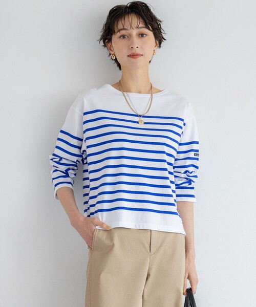23区 L(ニジュウサンクオオキイサイズ)の「【洗える】Armor-lux パネルボーダー 長袖Tシャツ(Tシャツ/カットソー・レディース・ブルー系1/オレンジ系1/黄土色系1/ベージュ系2・44/46)」の3枚目の写真