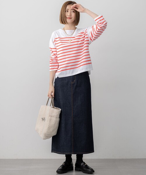 23区 L(ニジュウサンクオオキイサイズ)の「【洗える】Armor-lux パネルボーダー 長袖Tシャツ(Tシャツ/カットソー・レディース・ブルー系1/オレンジ系1/黄土色系1/ベージュ系2・44/46)」の10枚目の写真