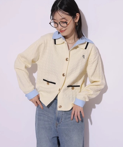 Mystrada（マイストラーダ）の「衿付きケーブルニットジャケット