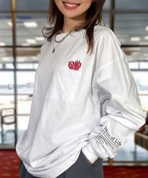 Candlestick（キャンドルスティック）の「袖も映える レトロ  ハート 刺繍 ヘビーウェイト ポケット ロンT（Tシャツ/カットソー）」