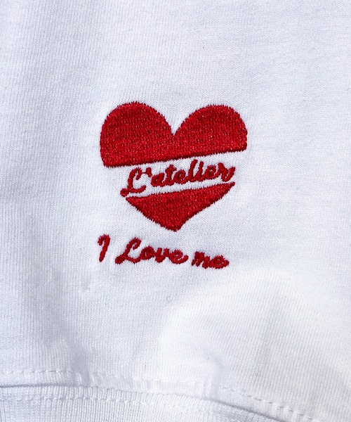 Candlestick(キャンドルスティック)の「袖も映える レトロ ハート 刺繍 ヘビーウェイト ポケット ロンT(Tシャツ/カットソー・レディース・ホワイト系/ホワイト系1/ブラック系/ブラック系1・LL/M/L)」の7枚目の写真