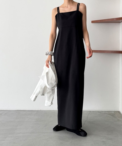 CANAL JEAN（キャナルジーン）の「ダブルストラップキャミワンピース（ワンピース・レディース・ブラック・マルチサイズ）」の2枚目の写真