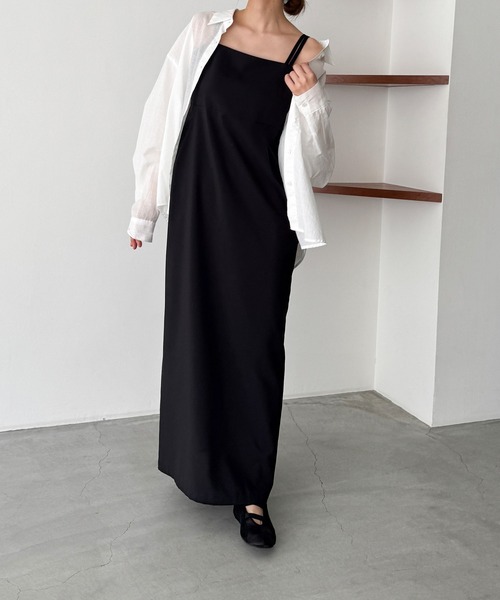 CANAL JEAN（キャナルジーン）の「ダブルストラップキャミワンピース（ワンピース・レディース・ブラック・マルチサイズ）」の5枚目の写真