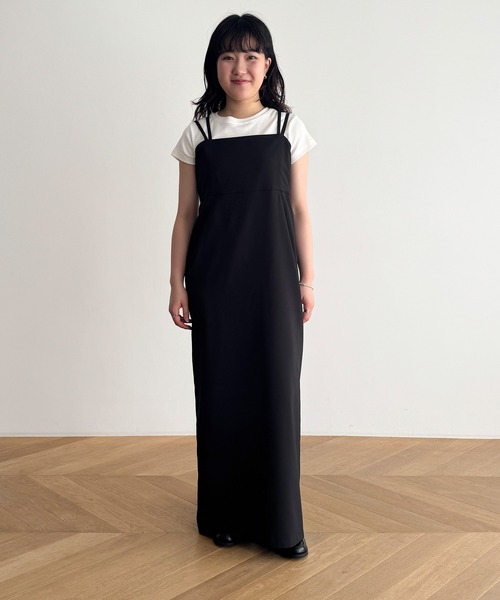 CANAL JEAN（キャナルジーン）の「ダブルストラップキャミワンピース（ワンピース・レディース・ブラック・マルチサイズ）」の6枚目の写真