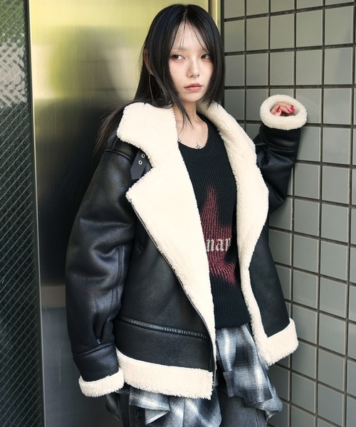 セール】WEGO/【25年秋冬新作】フェイクムートンボアジャケット