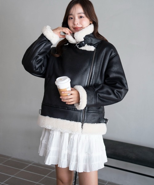 WEGO/【25年秋冬新作】フェイクムートンボアジャケット（ムートン