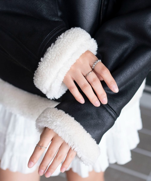 WEGO（ウィゴー）の「WEGO/フェイクムートンボアジャケット（ムートンコート・レディース・ブラック/ブラウン・FREE）」の22枚目の写真