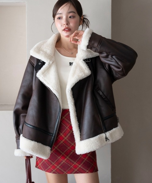 WEGO/【25年秋冬新作】フェイクムートンボアジャケット（ムートン