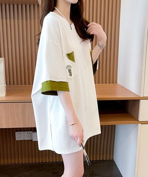 Miniministore(ミニミニストア)の「オーバーサイズTシャツチュニックtシャツ(Tシャツ/カットソー・レディース・ブラック/グリーン/ホワイト・FREE)」の5枚目の写真