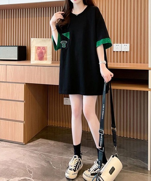 Miniministore(ミニミニストア)の「オーバーサイズTシャツチュニックtシャツ(Tシャツ/カットソー・レディース・ブラック/グリーン/ホワイト・FREE)」の13枚目の写真
