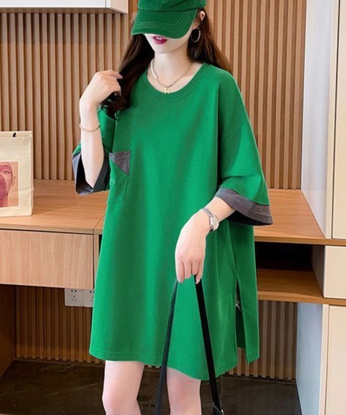 Miniministore(ミニミニストア)の「オーバーサイズTシャツチュニックtシャツ(Tシャツ/カットソー・レディース・ブラック/グリーン/ホワイト・FREE)」の15枚目の写真