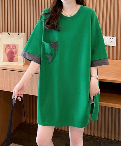 Miniministore(ミニミニストア)の「オーバーサイズTシャツチュニックtシャツ(Tシャツ/カットソー・レディース・ブラック/グリーン/ホワイト・FREE)」の17枚目の写真