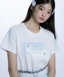 monepine(lsl)collage embroidery Tee/R[WhJT(TVc/Jbg\[)